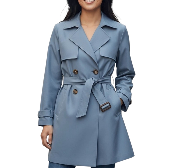 Wynne Layers Trench Coat Womens Small Double Breasted Belted Lightweight Jacket - Picture 1 of 16